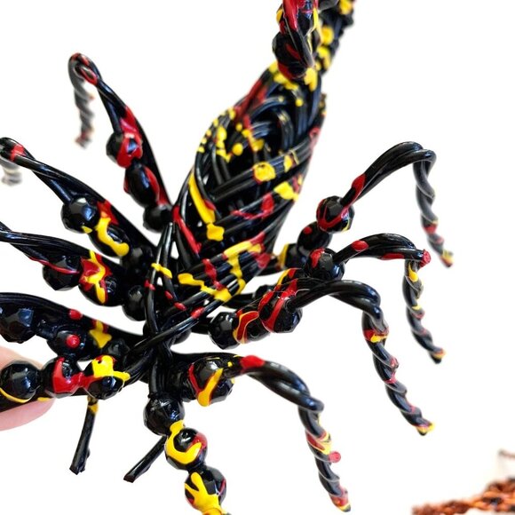 Wire Copper Metal Art Scorpion Figurines Handmade Unique Eclectic Decor Set of 2 - Picture 5 of 8